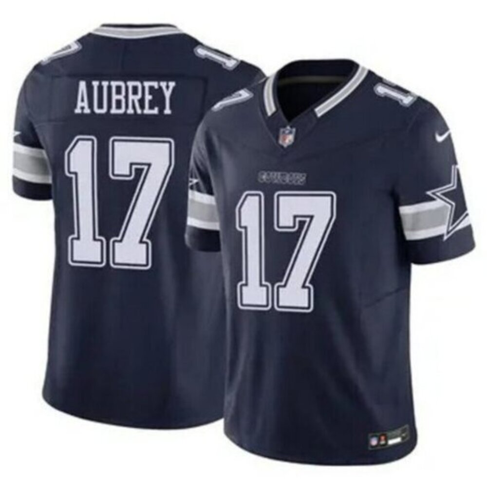 Mens Youths Kids 17 Brandon Aubrey Vapor Navy Blue Stitched Jersey